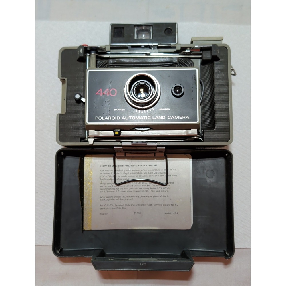1970s Polaroid Land Camera Model 440 Folding Packfilm Camera w/ Cover Untested